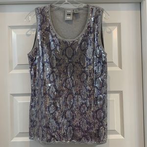 Sequin animal print sleeveless sweater